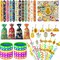 122 PCS Mexican Fiesta Party Favor Set – Slap Bracelets, Silicone Bracelets, Stickers, Glitter Straws, Keychains, Candy Bags & Bubble Wands – Cinco de Mayo Mexican Theme Party Supplies, Piñata Fillers & Gifts – Perfect for Mother's Day Card Making Di